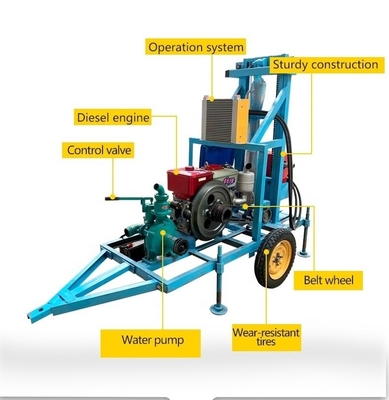 Forage de puits en eau profonde de 1000 mètres alimenté au diesel avec une profondeur de forage max.180 m